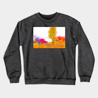 Desert Saguaro In Subtle Abstract Crewneck Sweatshirt